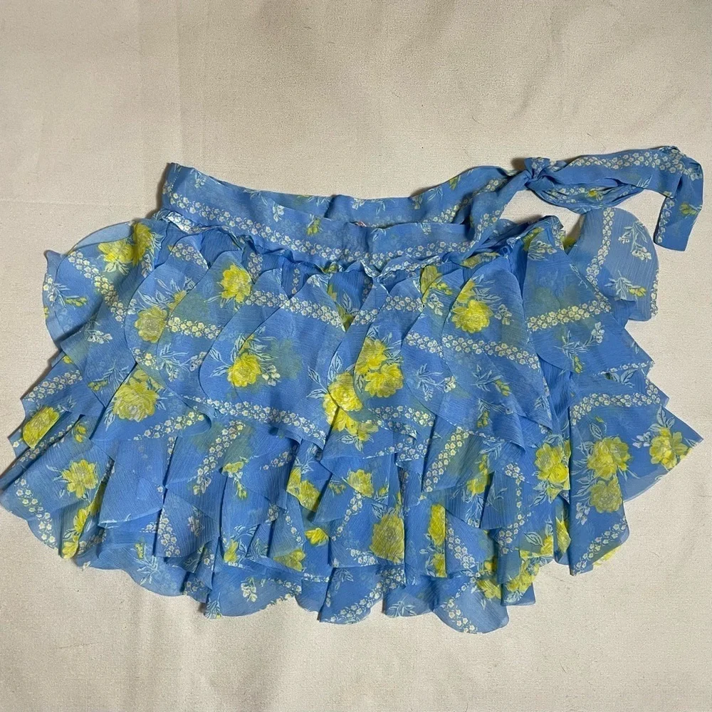New Free People Bali Made You Look Blue Mini Skirt Size 0